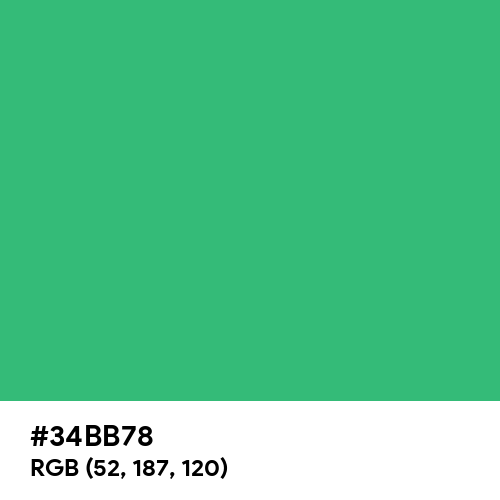 Bolt Green (Hex code: 34BB78) Thumbnail