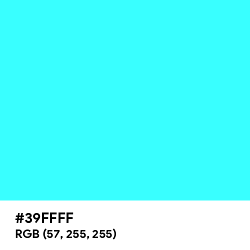 Fluorescent Blue (Hex code: 39FFFF) Thumbnail