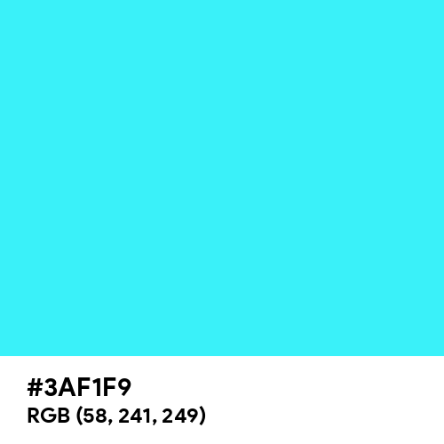 Fluorescent Blue (Hex code: 3AF1F9) Thumbnail