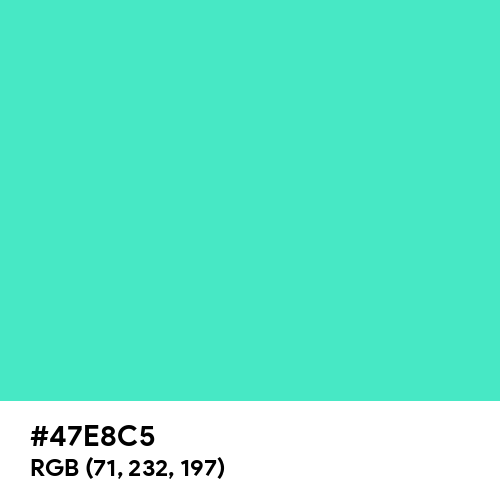 Turquoise (Hex code: 47E8C5) Thumbnail