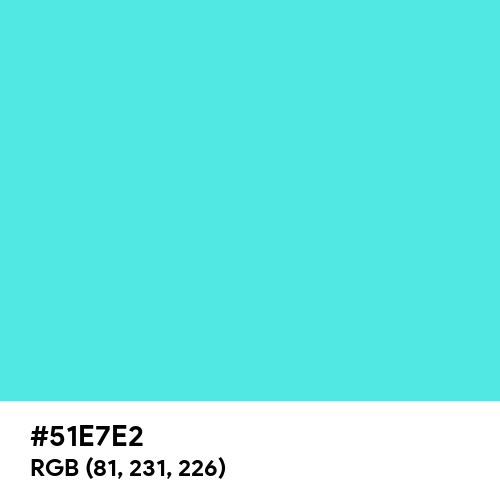 Glossy Turquoise (Hex code: 51E7E2) Thumbnail