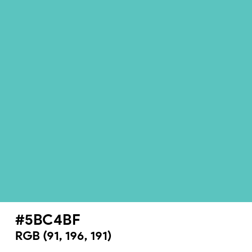 Turquoise CMYK (Hex code: 5BC4BF) Thumbnail