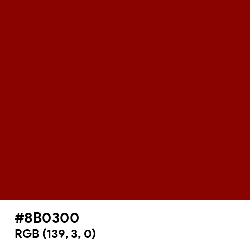 Dark Red (Hex code: 8B0300) Thumbnail