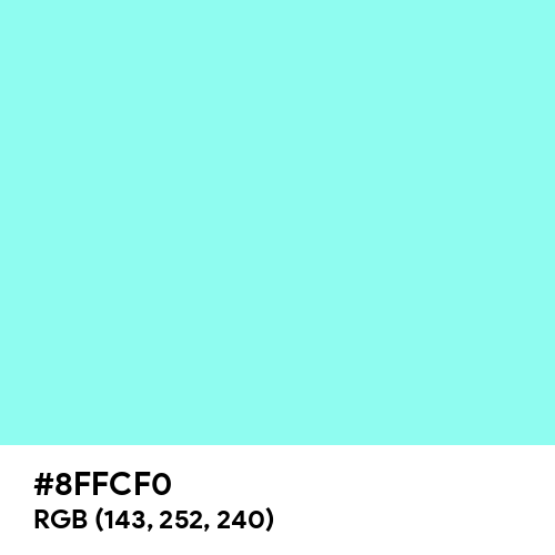 Electric Blue (Hex code: 8FFCF0) Thumbnail
