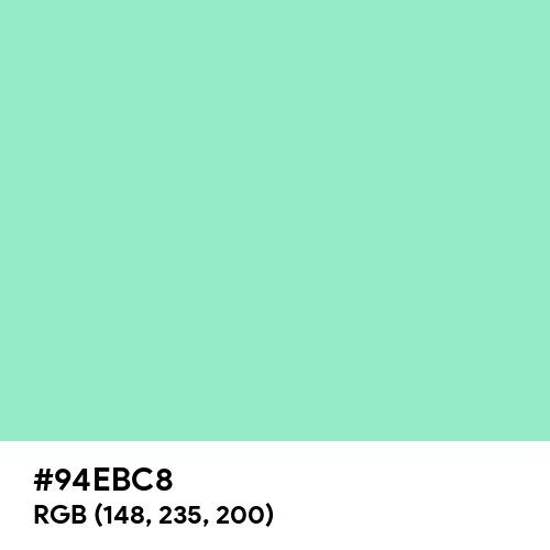 Pale Robin Egg Blue (Hex code: 94EBC8) Thumbnail