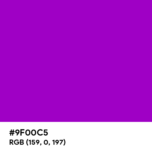 Purple (Munsell) (Hex code: 9F00C5) Thumbnail