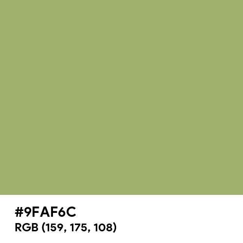 Leaf Green (Pantone) (Hex code: 9FAF6C) Thumbnail