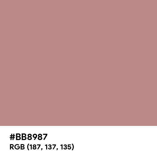 Rosy Brown (Hex code: BB8987) Thumbnail
