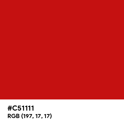 Perfect Red (Hex code: C51111) Thumbnail