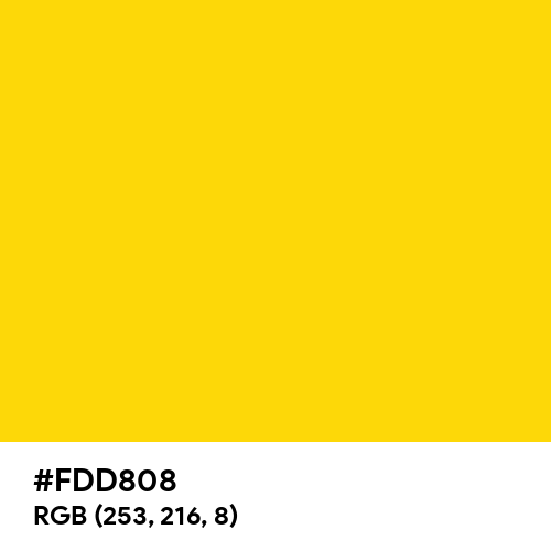 Brilliant Yellow (Hex code: FDD808) Thumbnail