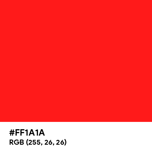 Yelp Red (Hex code: FF1A1A) Thumbnail