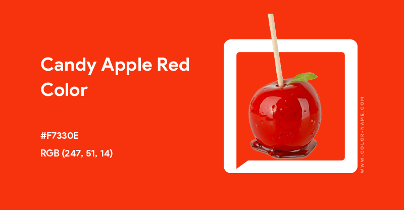Candy Apple Red color image with HEX, RGB and CMYK codes
