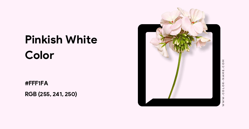 Pinkish White color image with HEX, RGB and CMYK codes