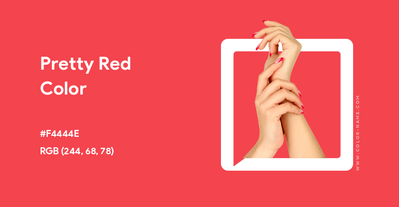 Pretty Red color image with HEX, RGB and CMYK codes