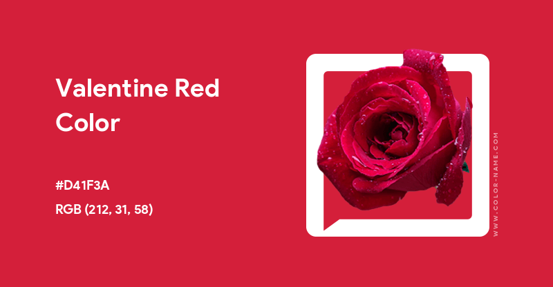 Valentine Red color image with HEX, RGB and CMYK codes