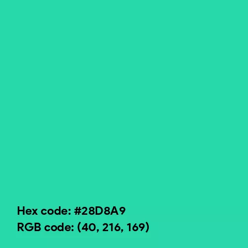 Vibrant Blue Green (Hex code: 28D8A9) Color Thumbnail