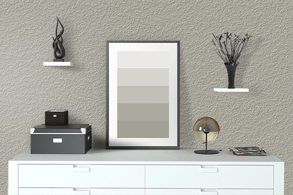 Pretty Photo frame on Arabian Gray color drawing room interior textured wall