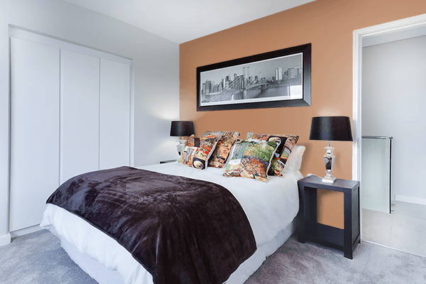 Pretty Photo frame on Cognac Brown color Bedroom interior wall color