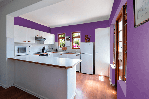 Pretty Photo frame on Amaranth Purple color kitchen interior wall color