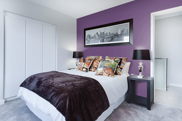 Pretty Photo frame on Patrician Purple color Bedroom interior wall color