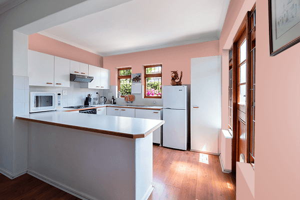 Pretty Photo frame on Peach Beige color kitchen interior wall color