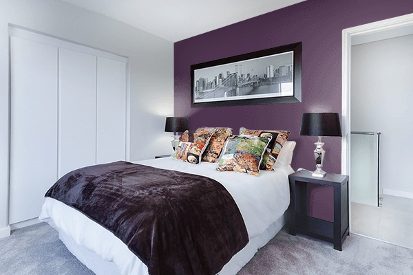 Pretty Photo frame on Shadow Purple color Bedroom interior wall color