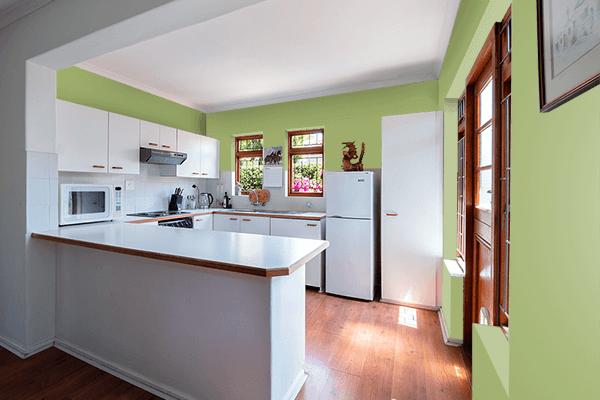 Pretty Photo frame on Leaf Green (Pantone) color kitchen interior wall color