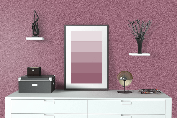 Pretty Photo frame on Bourdeaux color drawing room interior textured wall