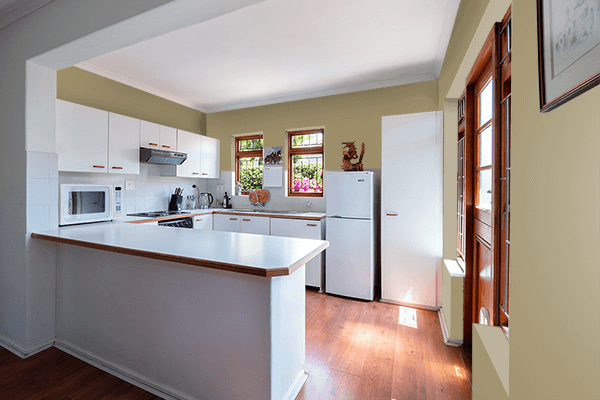 Pretty Photo frame on Manzanilla Olive color kitchen interior wall color