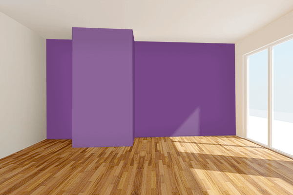 Pretty Photo frame on Violet Purple color Living room wal color