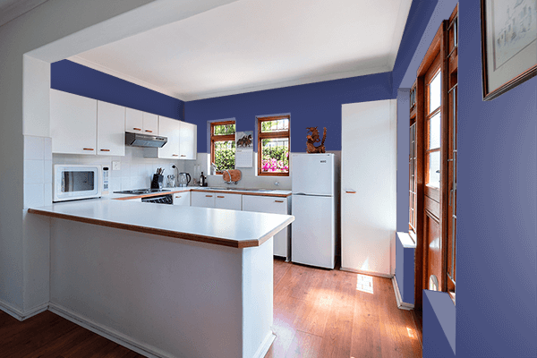 Pretty Photo frame on Lviv Blue color kitchen interior wall color