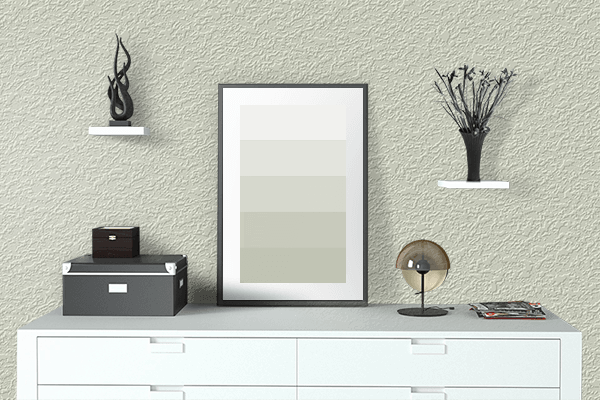 Pretty Photo frame on Pale Pistachio color drawing room interior textured wall