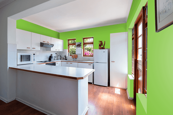 Pretty Photo frame on Wild Lime color kitchen interior wall color