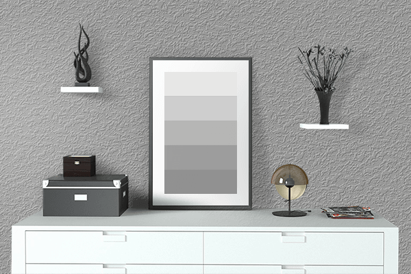 Pretty Photo frame on Silver (Pantone) color drawing room interior textured wall