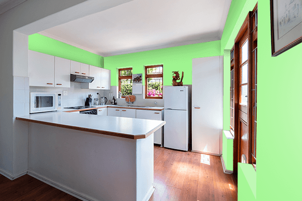 Pretty Photo frame on Bright Pastel Green color kitchen interior wall color