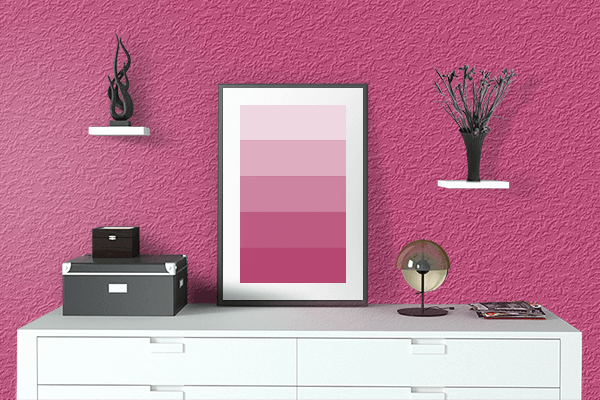 Pretty Photo frame on Magenta (Pantone) color drawing room interior textured wall
