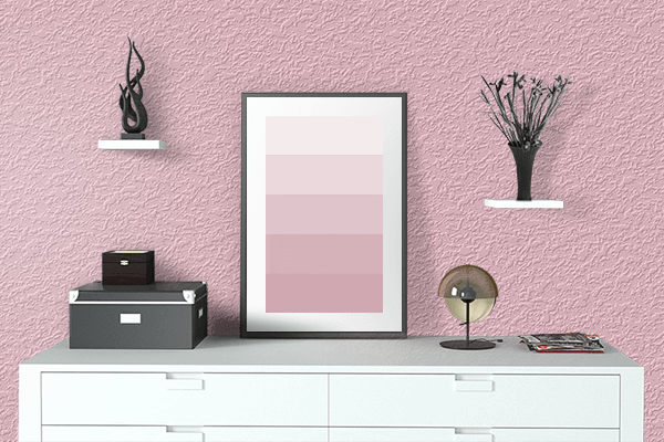 Pretty Photo frame on Sherbet color drawing room interior textured wall