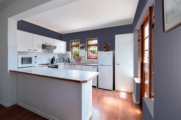Pretty Photo frame on Flintstone Blue color kitchen interior wall color
