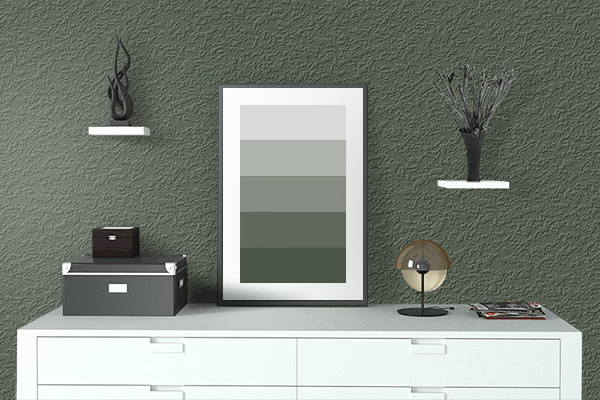 Pretty Photo frame on Black Forest color drawing room interior textured wall