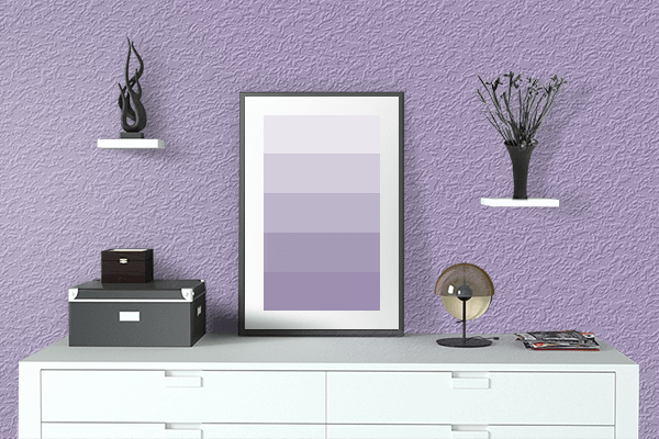 Pretty Photo frame on Purple Rose color drawing room interior textured wall