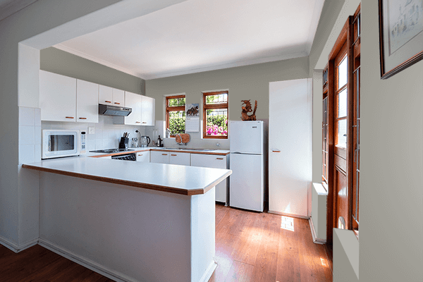 Pretty Photo frame on Stone Grey color kitchen interior wall color