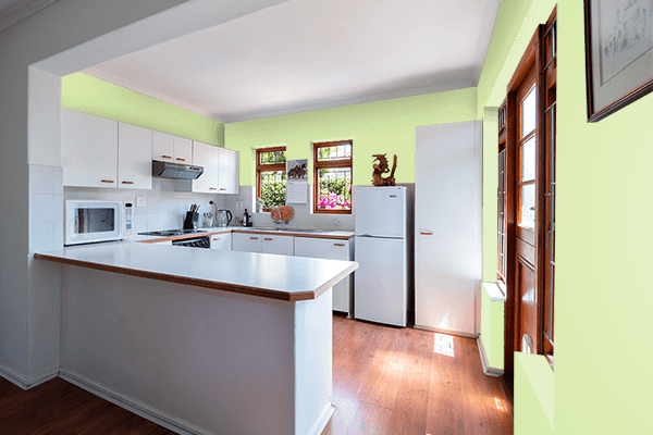 Pretty Photo frame on Ice Cold Green color kitchen interior wall color