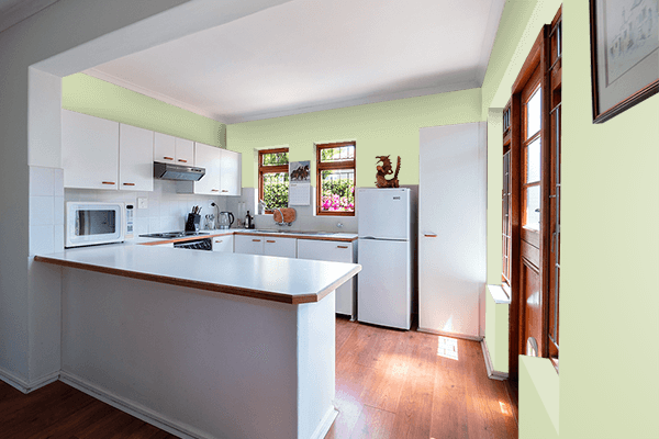 Pretty Photo frame on Lake Green color kitchen interior wall color