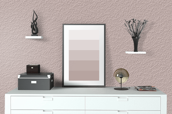 Pretty Photo frame on Sepia Rose color drawing room interior textured wall