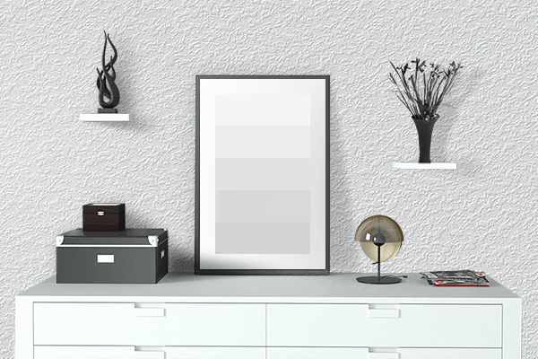 Pretty Photo frame on Ultra White color drawing room interior textured wall