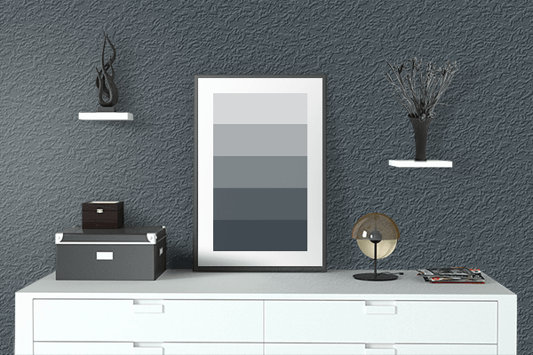 Pretty Photo frame on Light Gunmetal color drawing room interior textured wall
