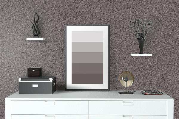 Pretty Photo frame on Greyish Brown color drawing room interior textured wall