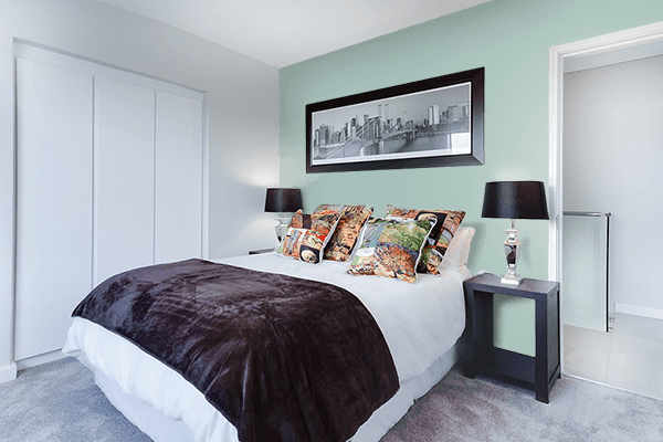 Pretty Photo frame on Harbor Gray color Bedroom interior wall color