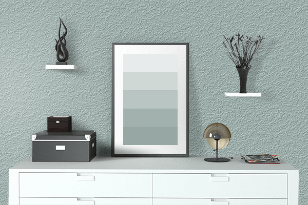 Pretty Photo frame on Harbor Gray color drawing room interior textured wall