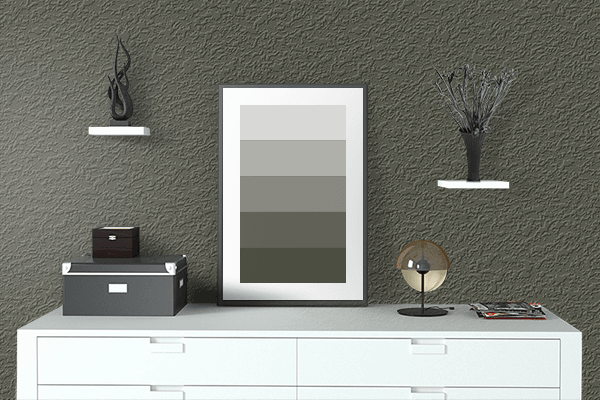 Pretty Photo frame on Dark Olive Green (RAL Design) color drawing room interior textured wall